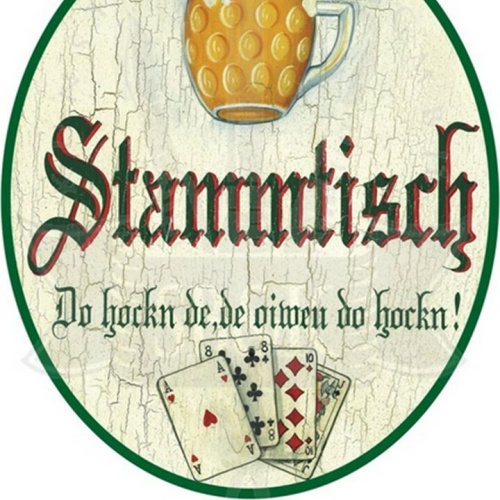 KuK Nostalgie Holzschild "Stammtisch- Bier und Karten"