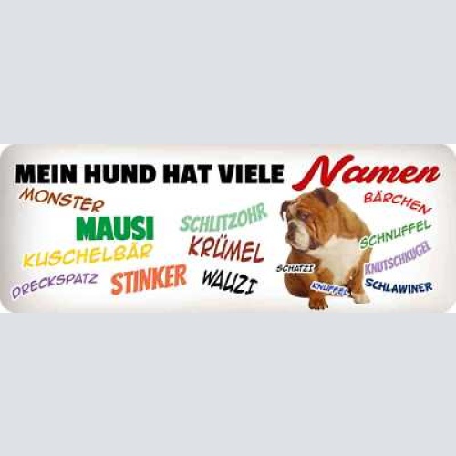 Schild mein hund hat viele namen spitznamen monster wauzi 27 x 10 blech od. holz