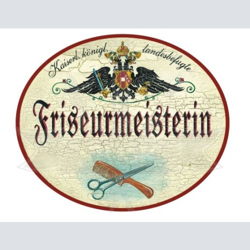 KuK Nostalgie Holzschild Friseurmeisterin