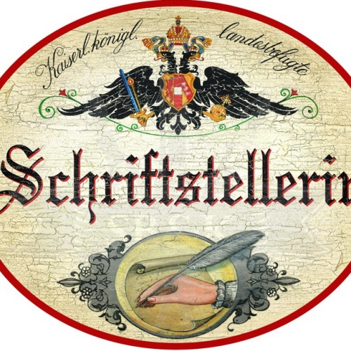 KuK Nostalgie Holzschild Schrifstellerin