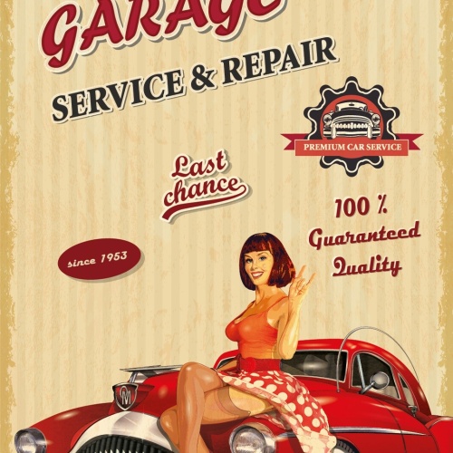Nostalgie Schild Garage Service Repair Auto 12x18 / 20x30 / 30x40 Blech od. Holz