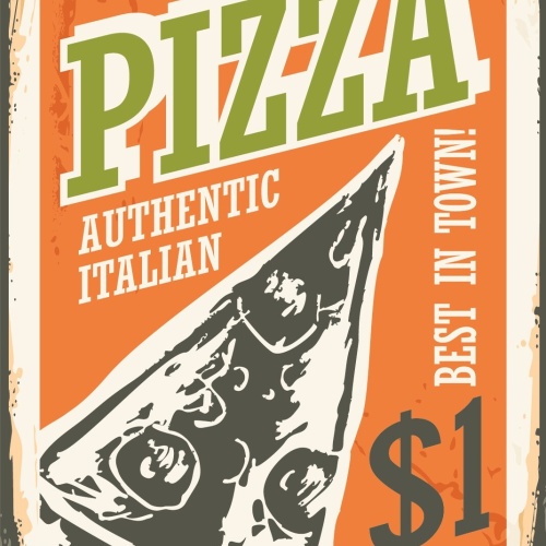 Nostalgie Schild Authentic Italian Pizza 12x18 / 20x30 / 30x40 Blech od. Holz
