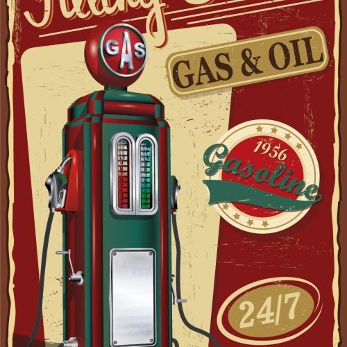 Nostalgie Schild Filling Station Gas Oil 12x18 / 20x30 / 30x40 Blech od. Holz