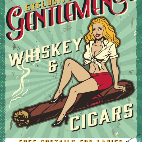 Schild Exclusive For Gentlemen Whiskey & Cigars 12x18 20x30 30x40 Blech/Holz