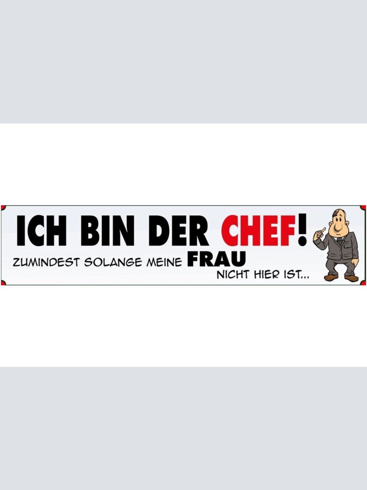 Schild Bin der Chef Ehe Frau Beziehung Liebe Familie 46 x 10 Blech od.Holz