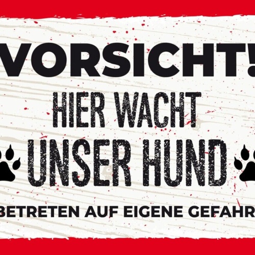 Schild Vorsicht Hier Wacht Unser Hund Eigene Gefahr 12x18 20x30 30x40 Blech/Holz
