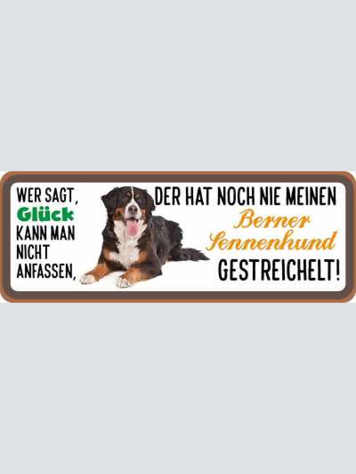Schild wer sagt glück kann nicht anfassen berner sennenhund gestreichelt hund