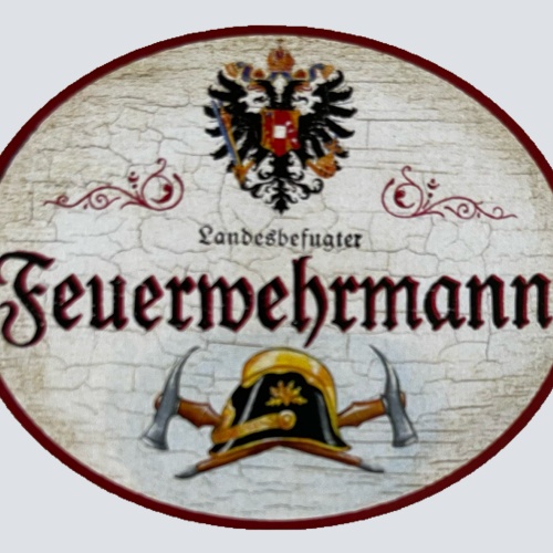 Nostalgie Holzschild Landesbefugter Feuerwehrmann Brand Schutz Feuer Schild