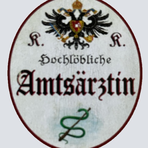 KuK Nostalgie Holzschild Hochlöbliche Amtsärztin Ärztin Frau Doktor Schild