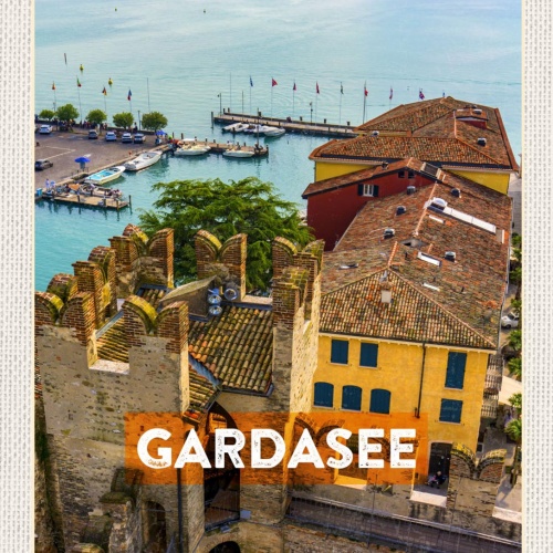 Schild Gardasee Italien See Garda Ort Hafen Schiff 12x18 20x30 30x40 Blech/Holz
