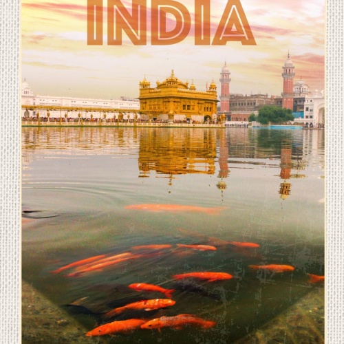 Schild India Indien Harmandir Sahib Goldener Tempel 12x18 20x30 30x40 Blech/Holz