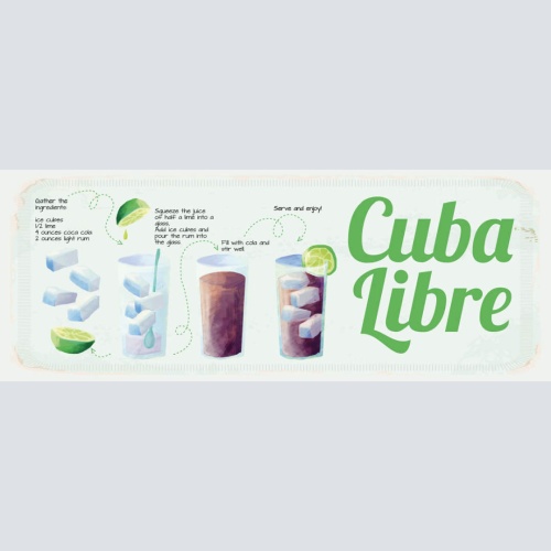 Schild Cuba Libre Cocktail Rezept Bar Alkohol Drink Rum Cola 27x10 Blech od.Holz