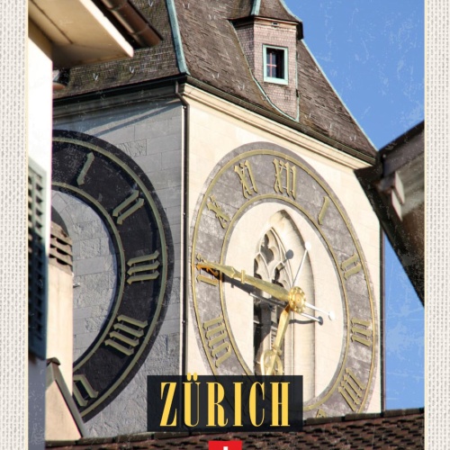 Schild Zürich St. Peter Kirche Kirchturm Schweiz 12x18 20x30 30x40 Blech/Holz