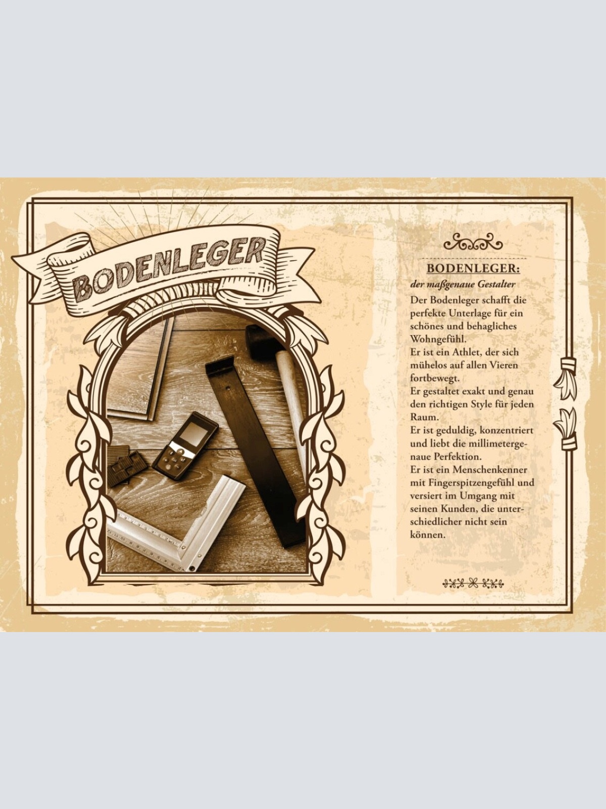 Schild Bodenleger Beruf Handwerker Böden Fliesen 12x18 20x30 30x40 Blech/Holz