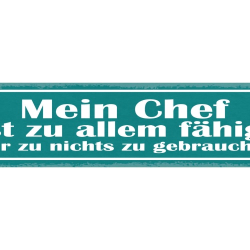 Schild Mein Chef Ist Zu Allem Fähig Aber Zu Nichts Zu Gebrauchen Arbeit 46 x 10