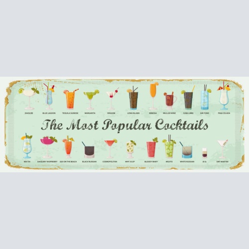 Schild The Most Popular Cocktails Margarita Bar Drinks 27x10 Blech od.Holz