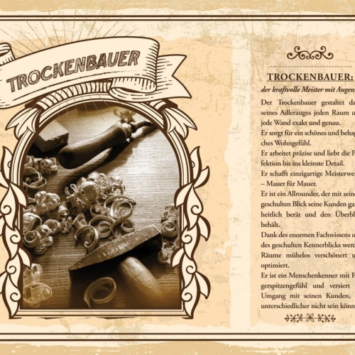 Schild Trockenbauer Beruf Handwerker Monteur Wand 12x18 20x30 30x40 Blech/Holz