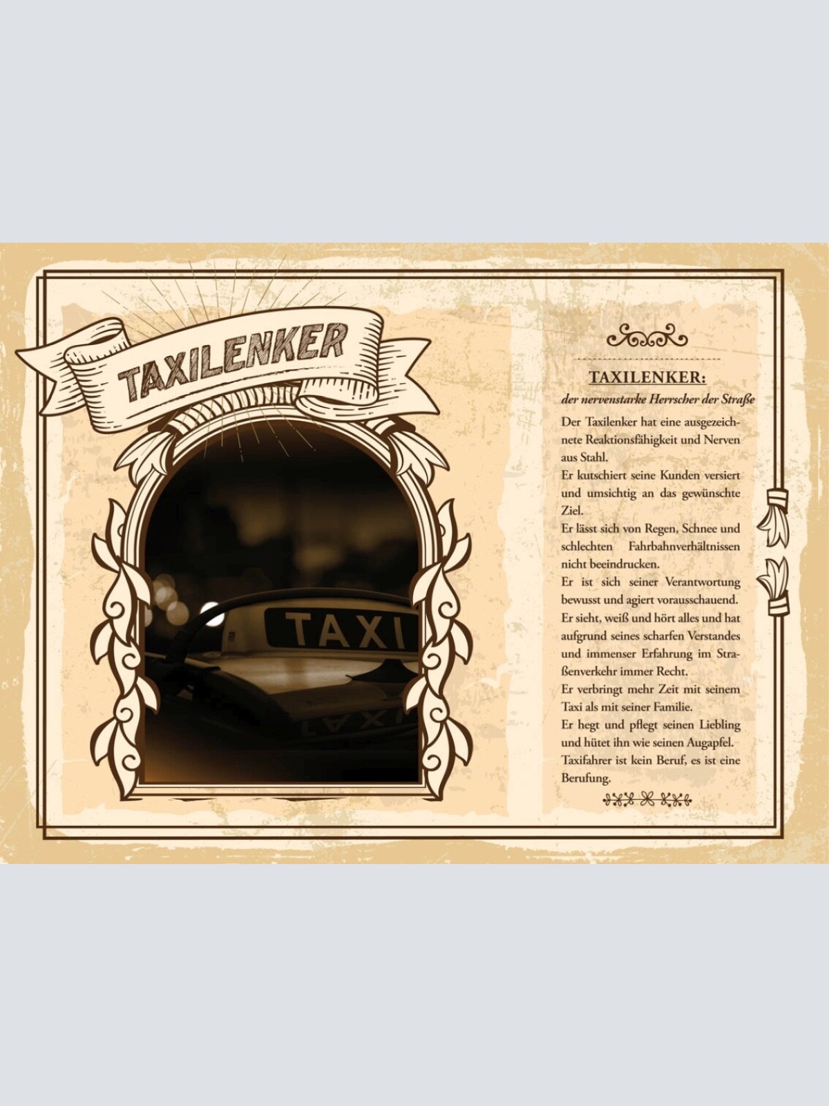 Schild Taxilenker Beruf Taxi Fahrer Chauffeur Auto 12x18 20x30 30x40 Blech/Holz