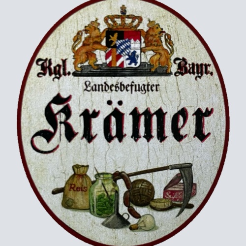 Nostalgie Holzschild Bayern Königlich Bayerischer Landesbefugter Krämer Schild
