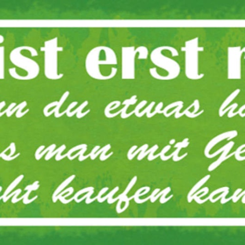 Schild Du Bist Erst Reich Wenn Du Etwas Hast Was Man Mit Geld Nicht Kaufen Kann
