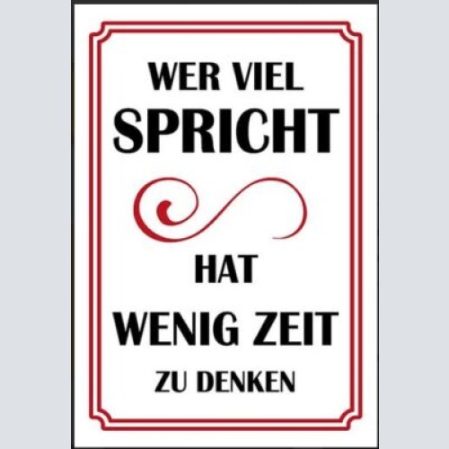 Wer viel spricht hat wenig zeit zum denken 12x18/20x30/30x40 blech od holz
