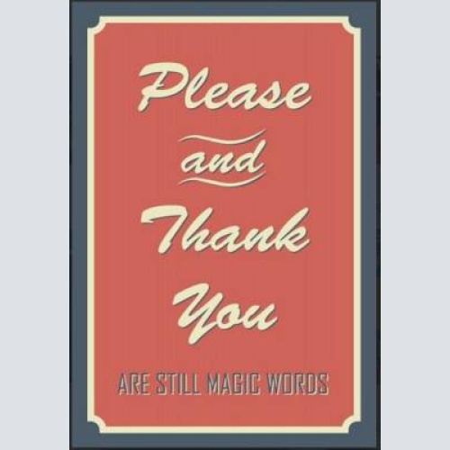 Nostalgie  sprüche magic words please and thanks 12x18/20x30/30x40 blech od holz