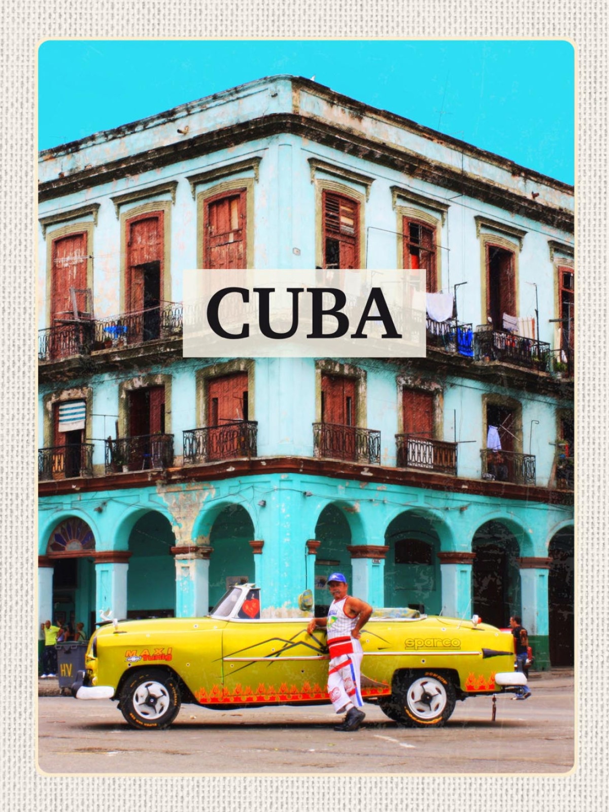 Schild Cuba Kuba Auto Oldtimer Gebäude 12x18 20x30 30x40 Blech od. Holz