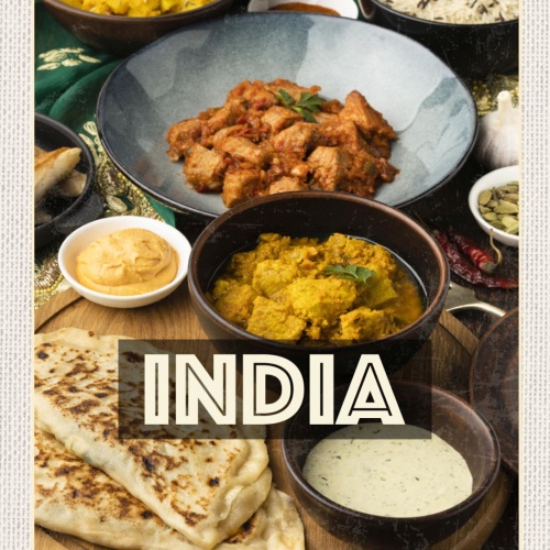 Schild India Indien Indisches Essen Küche 12x18 20x30 30x40 Blech od. Holz