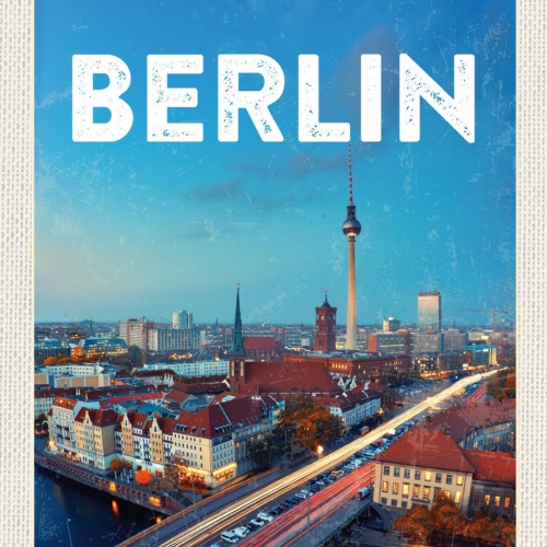 Schild Berlin Deutschland Stadt Ansicht 12x18 20x30 30x40 Blech od. Holz