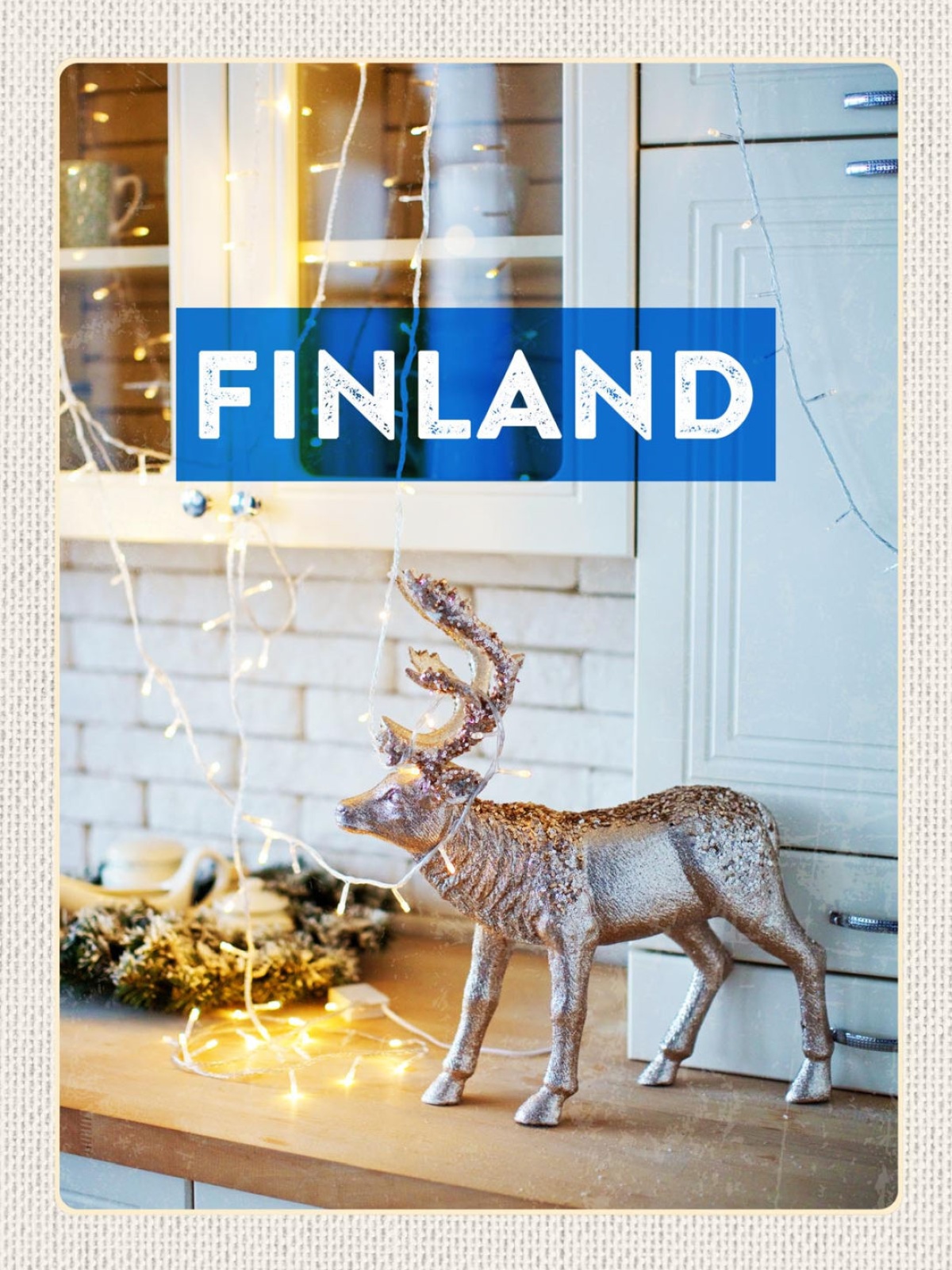 Schild Finland Finnland Rentier Dekoration 12x18 20x30 30x40 Blech od. Holz