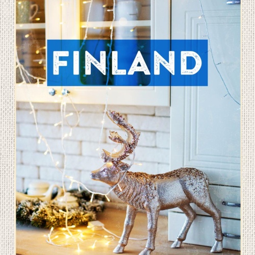 Schild Finland Finnland Rentier Dekoration 12x18 20x30 30x40 Blech od. Holz