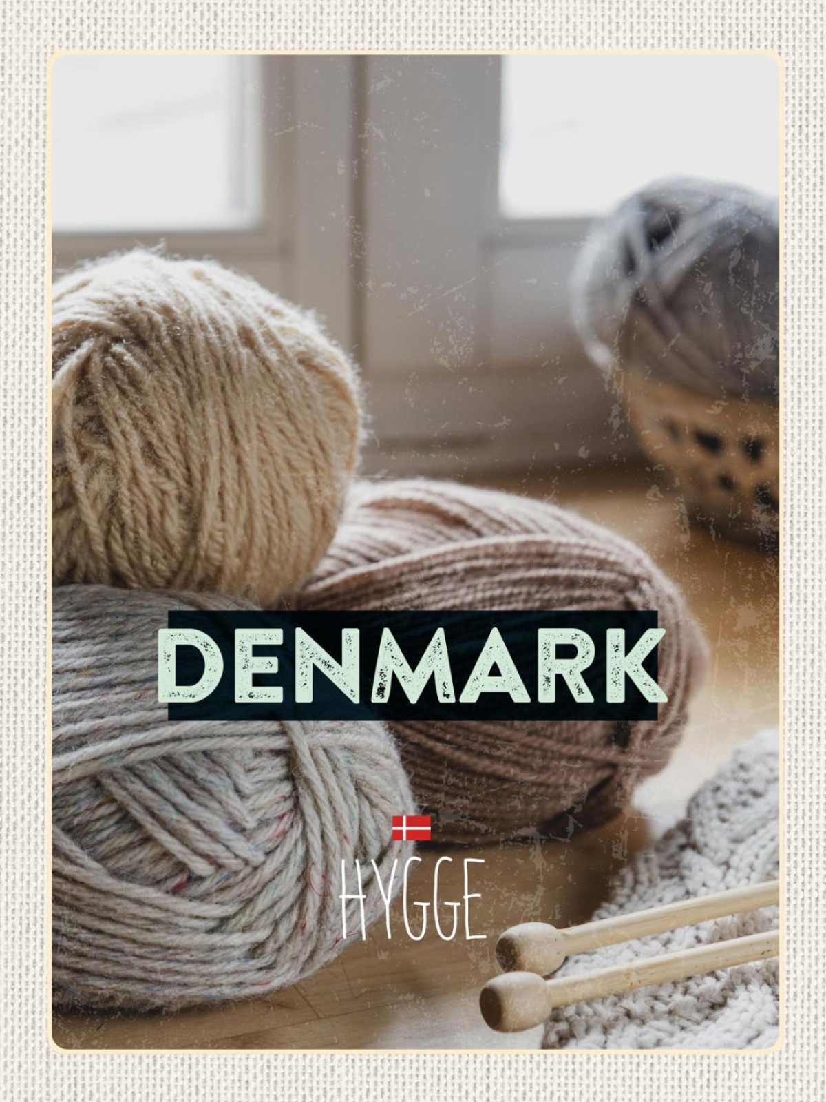 Schild Denmark Dänemark Stricken Wolle Garn Hygge 12x18 20x30 30x40 Blech/Holz