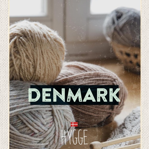 Schild Denmark Dänemark Stricken Wolle Garn Hygge 12x18 20x30 30x40 Blech/Holz