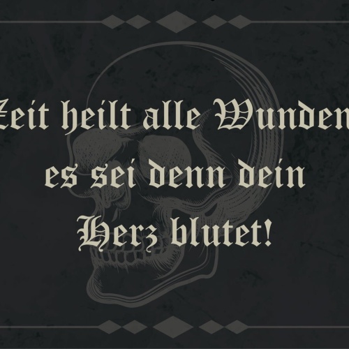 Nostalgie Schild Zeit Wunden Herz blutet 12x18 / 20x30 / 30x40 Blech od. Holz