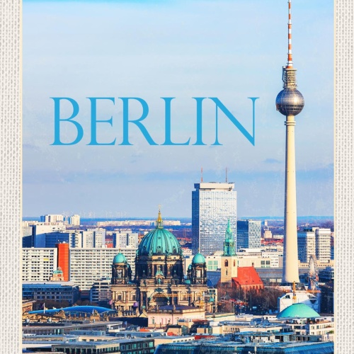 Schild Berlin Deutschland Stadt Ansicht Fernsehturm 12x18 20x30 30x40 Blech/Holz