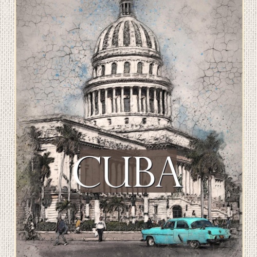 Schild Cuba Kuba Havanna Kapitol Capitolio Gebäude 12x18 20x30 30x40 Blech/Holz