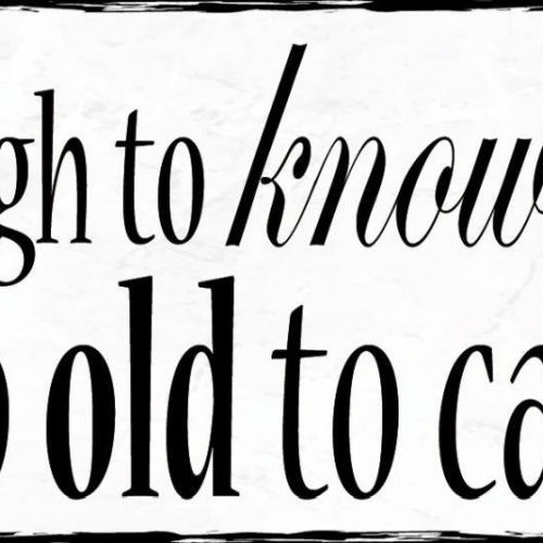 Schild Old Enough To Know Better Too Old To Care Alt Alter 27x10 Blech od.Holz