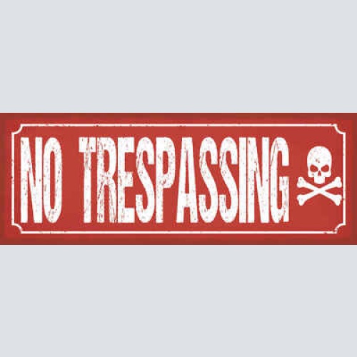 Schild No Trespassing Zutritt Verboten Unerlaubtes Betreten 27x10 Blech od.Holz