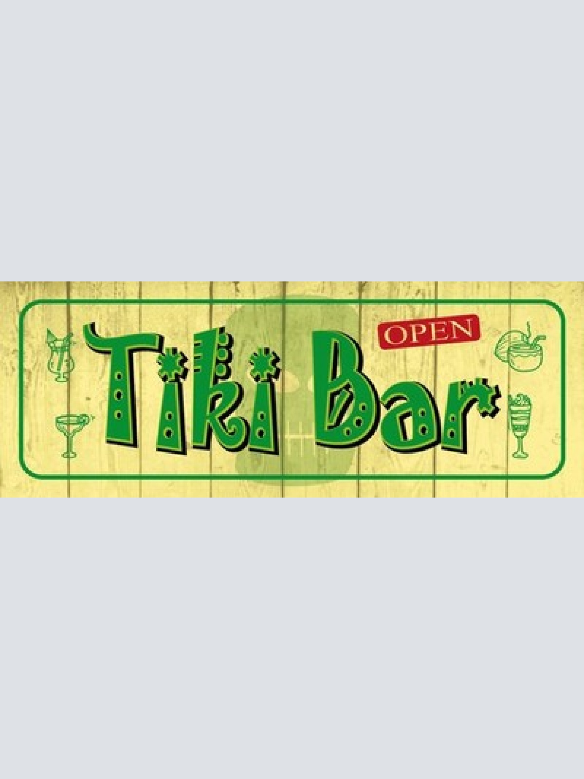 Schild Tiki Bar Open Cocktail Rum Alkohol Tropisch Hawaii 27x10 Blech od.Holz