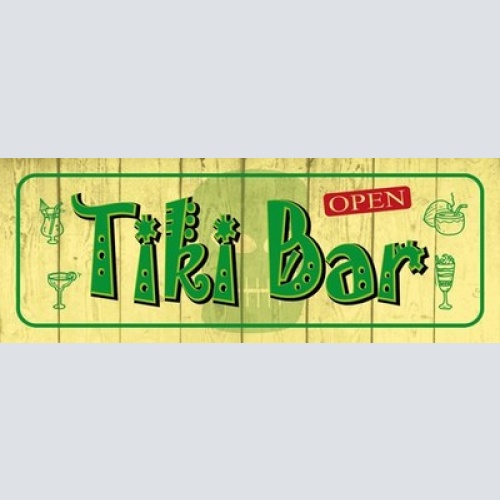 Schild Tiki Bar Open Cocktail Rum Alkohol Tropisch Hawaii 27x10 Blech od.Holz