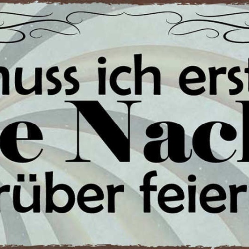 Schild Da Muss Ich Erst Ne Nacht Drüber Feiern Party Feier 27x10 Blech od.Holz