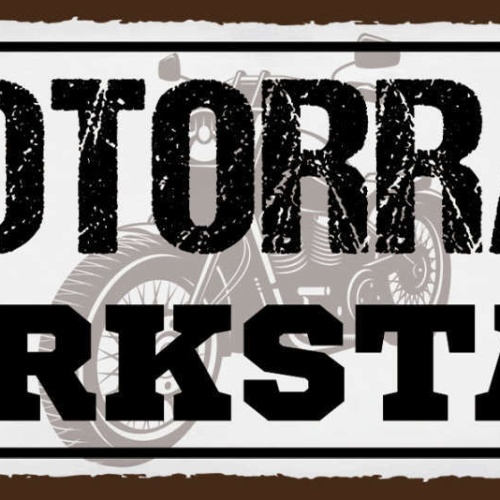 Schild Motorrad Werkstatt Bike Biker Mechaniker Bastler 27x10 Blech od.Holz