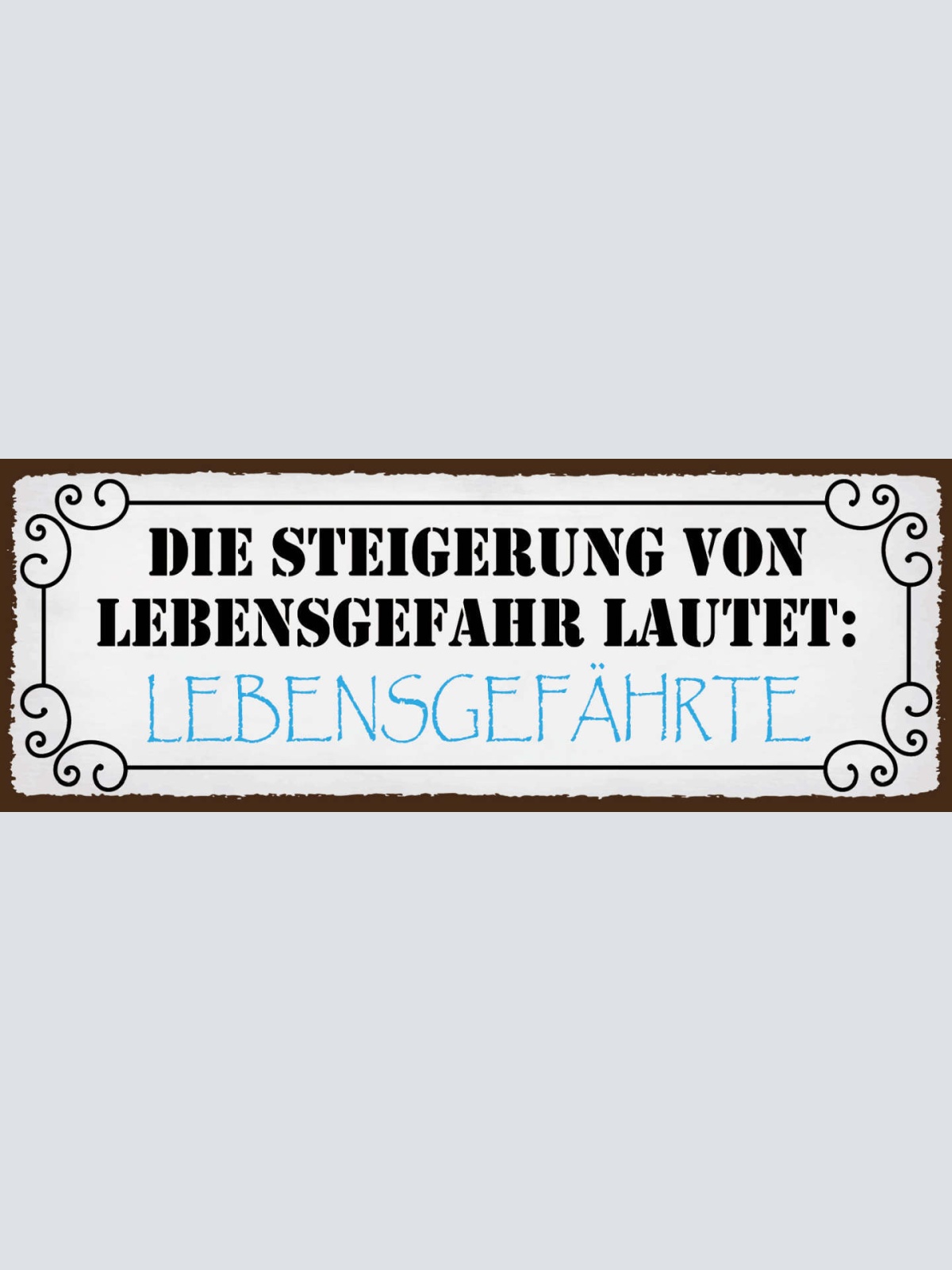 Schild Die Steigerung Von Lebensgefahr Bedeutet Lebensgefährte Ehe Paar 27x10