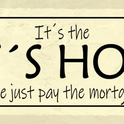 Schild It's The Cat House We Just Pay The Mortgage Katze 27x10 Blech od.Holz