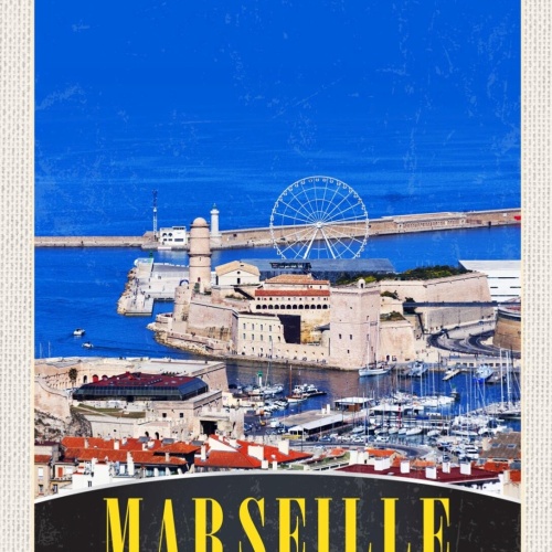 Schild Marseille France FRA Fort Saint-Jean 12x18 20x30 30x40 Blech od. Holz