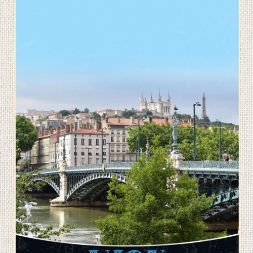 Schild Lyon France Frankreich Pont Concorde Stadt 12x18 20x30 30x40 Blech/Holz