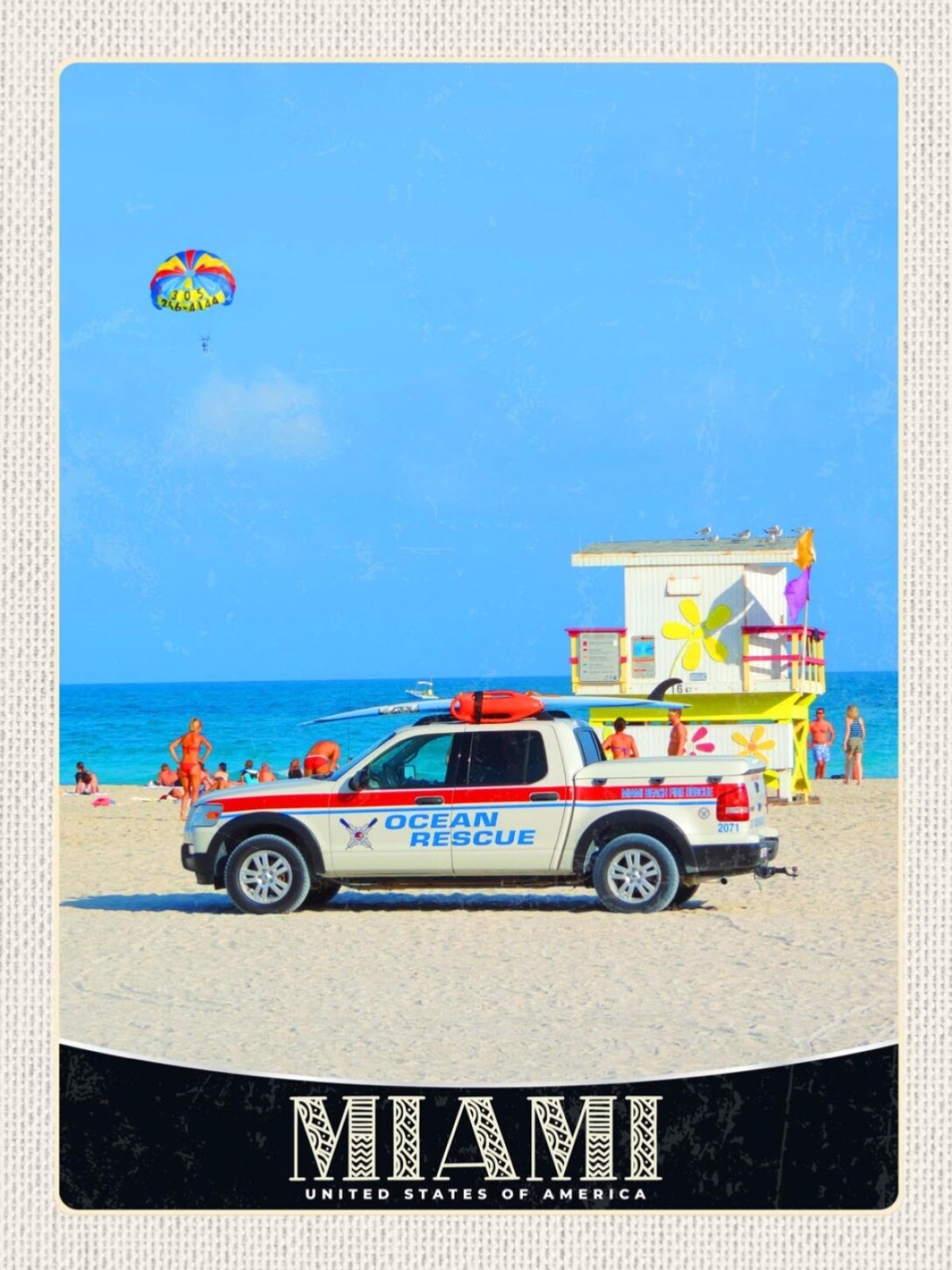 Schild Miami USA Strand Rettungsschwimmer Florida 12x18 20x30 30x40 Blech/Holz