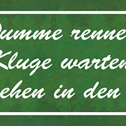 Schild Dumme Rennen Kluge Warten Weise Gehen In Den Garten 27x10 Blech od.Holz