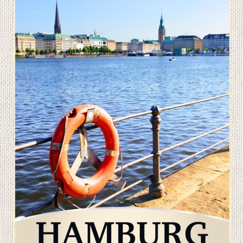 Schild Hamburg Germany Alster See Deutschland 12x18 20x30 30x40 Blech/Holz