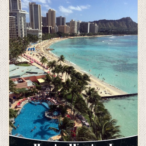 Schild Hawai USA Hawaii Palme Strand Meer Insel 12x18 20x30 30x40 Blech/Holz